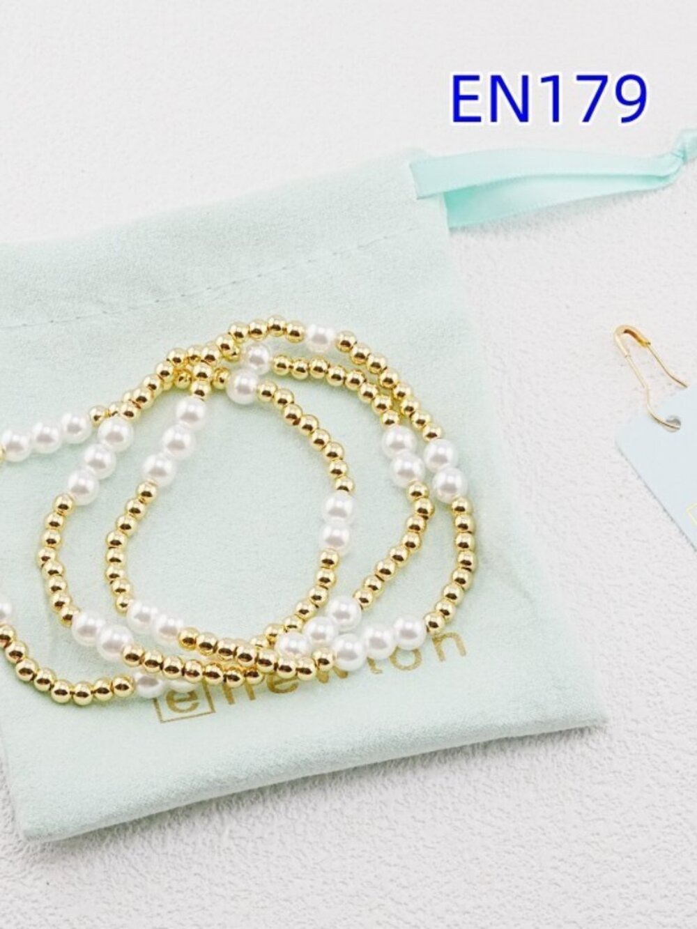 Enewton Gold Beaded White Pearl Bracelet Set